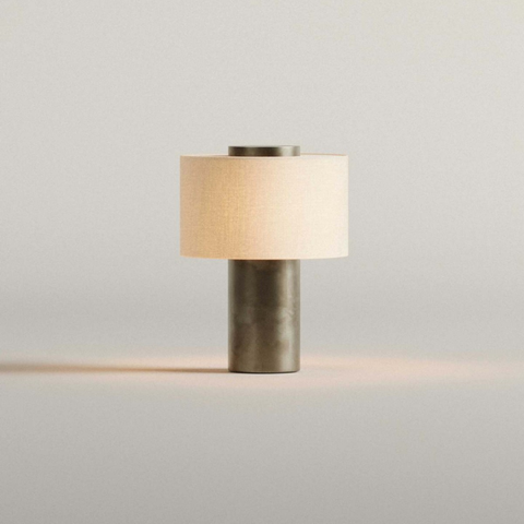 Portable Marble and Linen Rechargeable LED Table Lamp with Touch Dimming