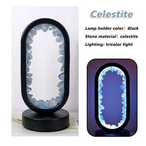Amethyst Crystal Effect LED Table Lamp with Oval Frame and Ambient Lighting