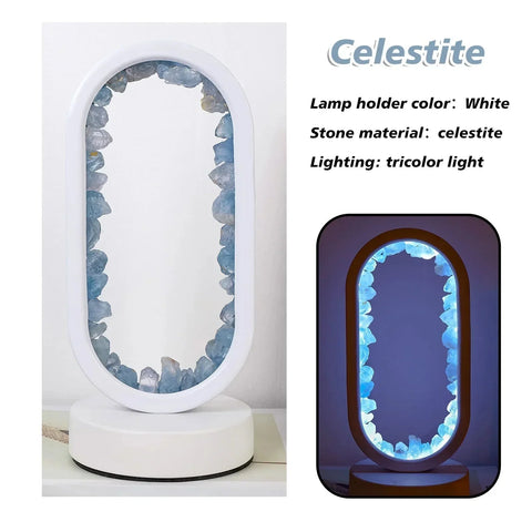 Amethyst Crystal Effect LED Table Lamp with Oval Frame and Ambient Lighting