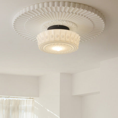 Glass Ceiling Light with Vintage Round Shade