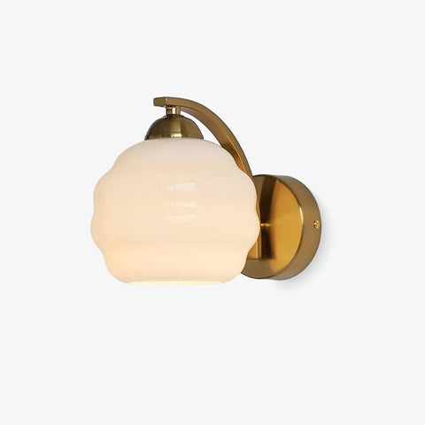 Art Deco Wall Lamp with Curved Glass Shade and Pull Chain
