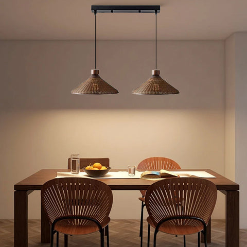 Rustic Handwoven Rattan Pendant Light for Dining Room