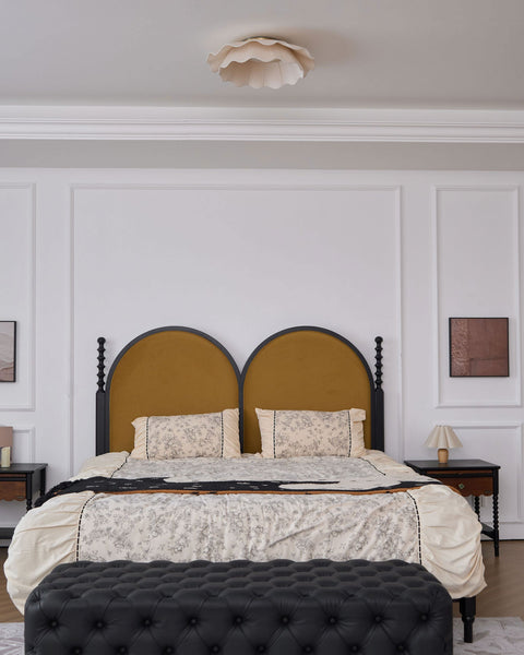 Ceiling Light with Pleated Fabric Shade and Scalloped Edge