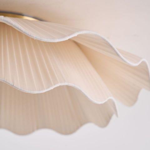 Ceiling Light with Pleated Fabric Shade and Scalloped Edge