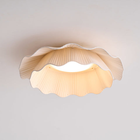 Ceiling Light with Pleated Fabric Shade and Scalloped Edge