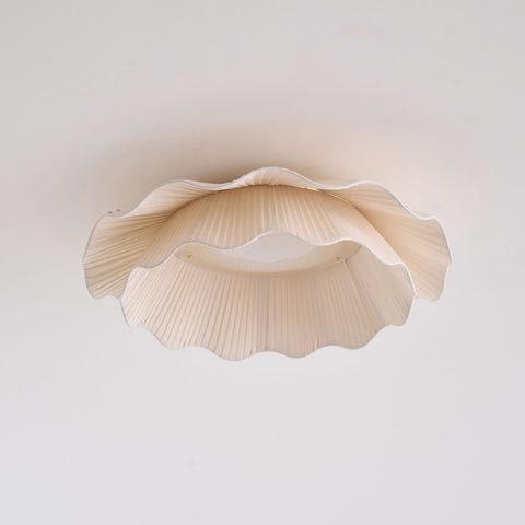 Ceiling Light with Pleated Fabric Shade and Scalloped Edge