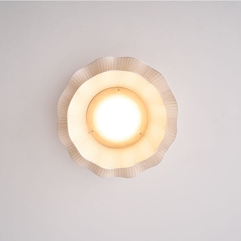 Ceiling Light with Pleated Fabric Shade and Scalloped Edge