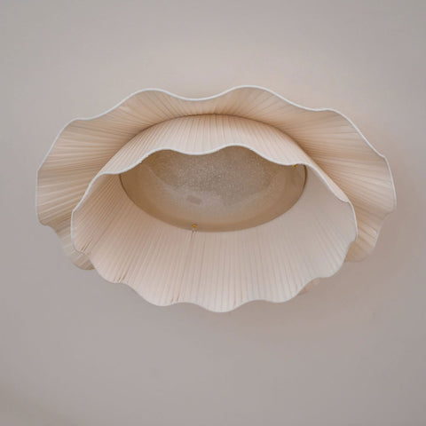 Ceiling Light with Pleated Fabric Shade and Scalloped Edge