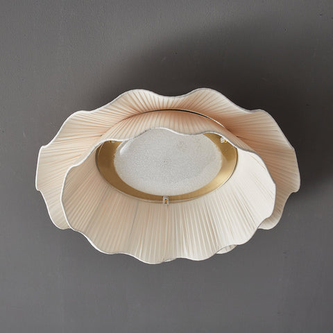 Ceiling Light with Pleated Fabric Shade and Scalloped Edge