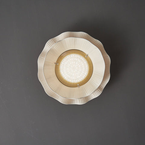 Ceiling Light with Pleated Fabric Shade and Scalloped Edge