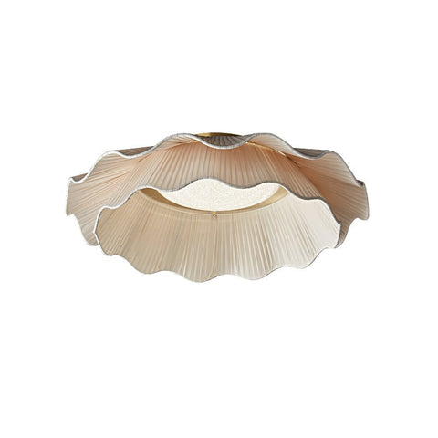 Ceiling Light with Pleated Fabric Shade and Scalloped Edge