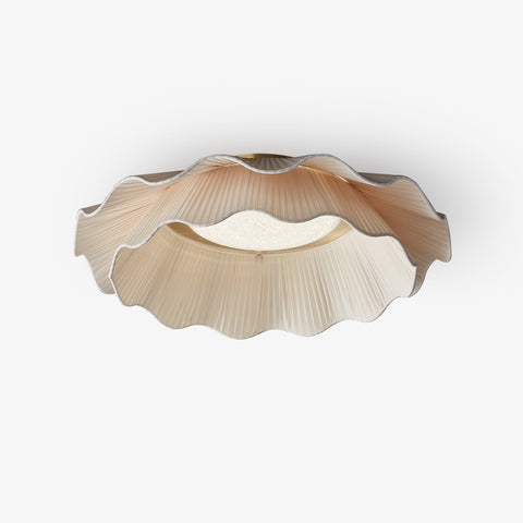 Ceiling Light with Pleated Fabric Shade and Scalloped Edge