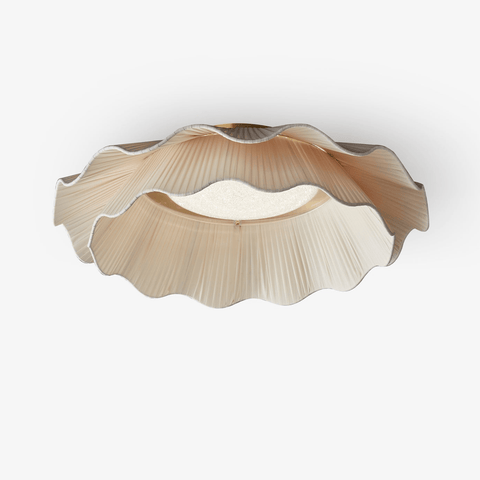 Ceiling Light with Pleated Fabric Shade and Scalloped Edge