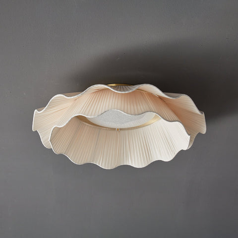 Ceiling Light with Pleated Fabric Shade and Scalloped Edge