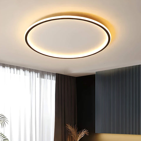 Modern Flush Mount LED Ceiling Light with Soft Ambient Halo Lighting