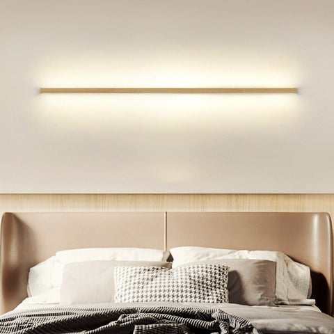 Solid Wood Linear LED Wall Sconce with Warm Accent Lighting