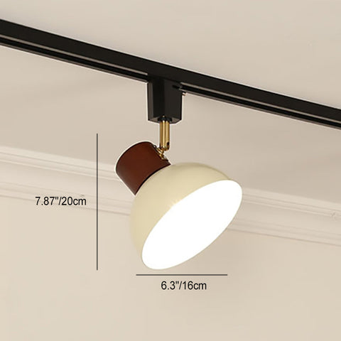 Adjustable Wood and Iron Track Lighting with Bowl Shades
