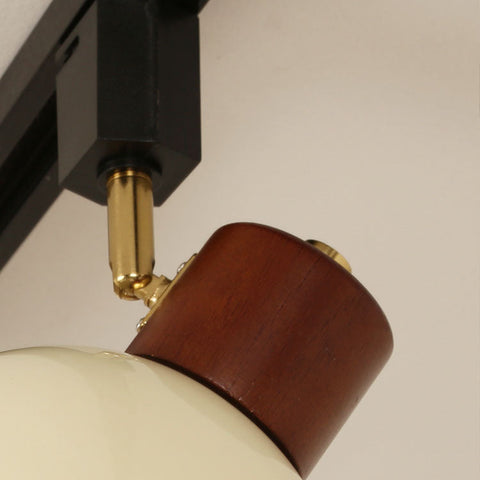 Adjustable Wood and Iron Track Lighting with Bowl Shades