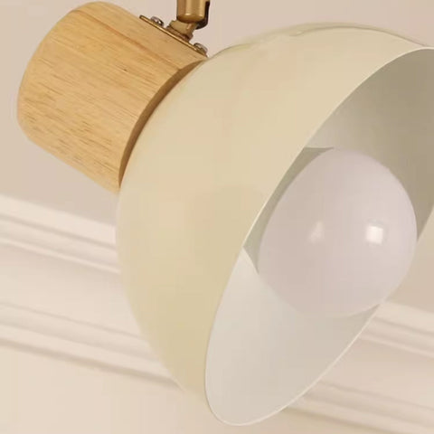 Adjustable Wood and Iron Track Lighting with Bowl Shades
