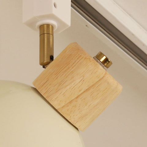 Adjustable Wood and Iron Track Lighting with Bowl Shades