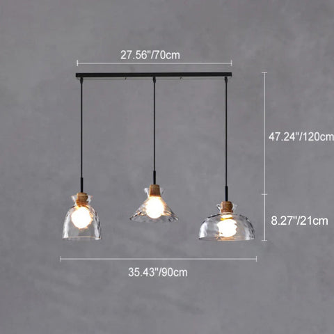 Rippled Glass Pendant Light with Minimalist Iron Fixture