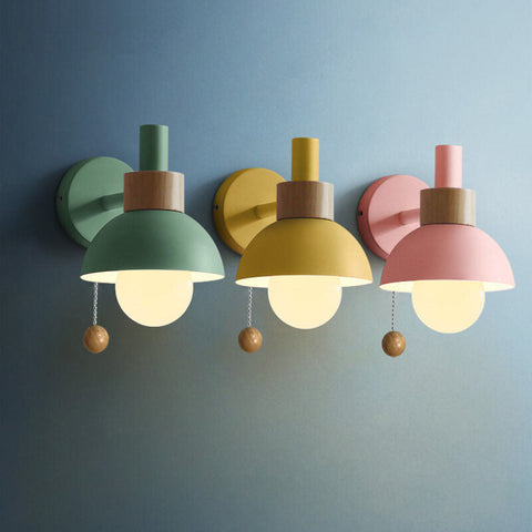 Globe Wall Sconce with Macaron-Style Metal Shade