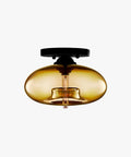 Amber Glass Globe Flush-Mount Ceiling Light