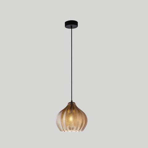 Wavy Glass Pendant Light with Textured Barrel Shade