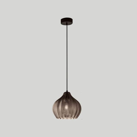Wavy Glass Pendant Light with Textured Barrel Shade