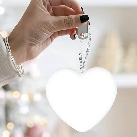 Heart-Shaped Touch Light Keychain with Clip, Chain and Automatic Shut-Off