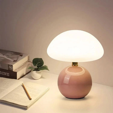Mushroom-Shaped Ceramic LED Table Lamp with Color Modes — product view