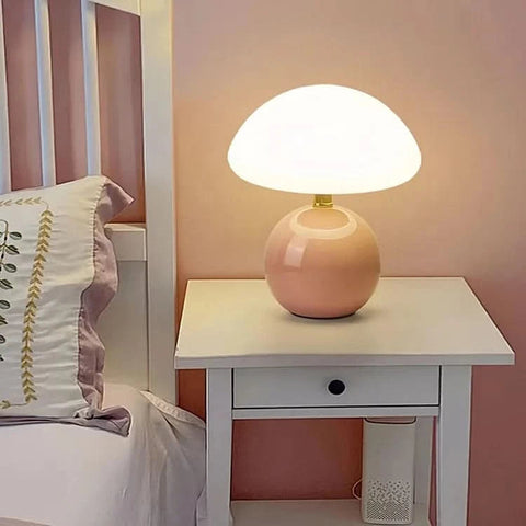 Mushroom-Shaped Ceramic LED Table Lamp with Color Modes — product view