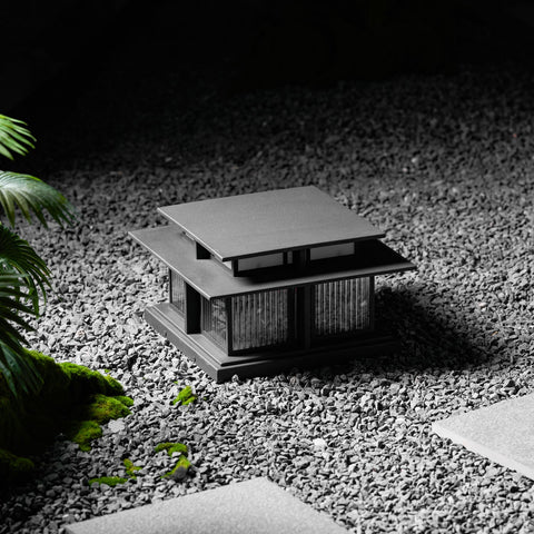 Post Light with Tiered Square Roof and Textured Panel Options