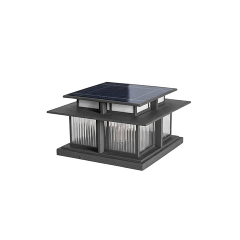 Post Light with Tiered Square Roof and Textured Panel Options