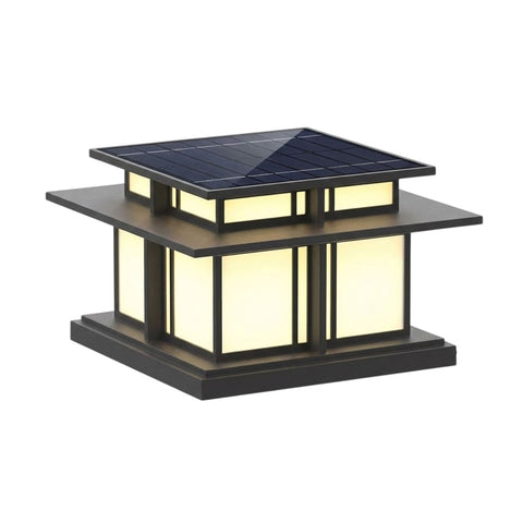 Post Light with Tiered Square Roof and Textured Panel Options