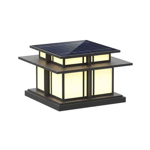 Post Light with Tiered Square Roof and Textured Panel Options