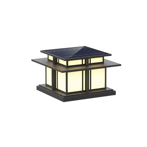 Post Light with Tiered Square Roof and Textured Panel Options