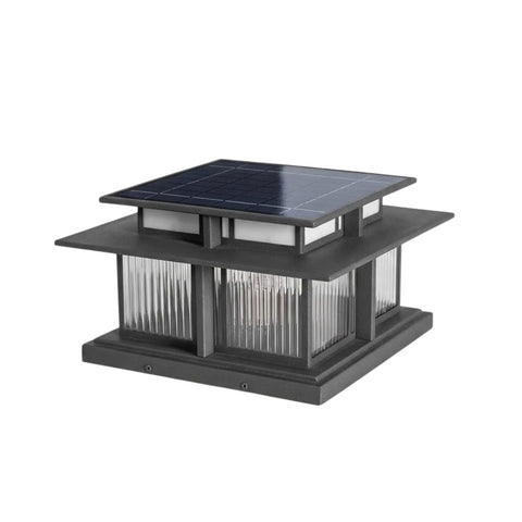 Post Light with Tiered Square Roof and Textured Panel Options