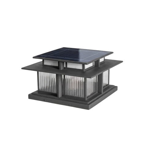 Post Light with Tiered Square Roof and Textured Panel Options