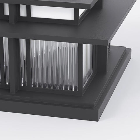 Post Light with Tiered Square Roof and Textured Panel Options