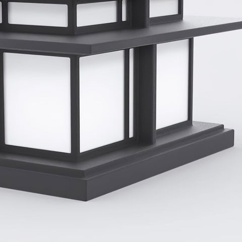 Post Light with Tiered Square Roof and Textured Panel Options