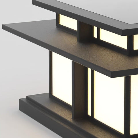 Post Light with Tiered Square Roof and Textured Panel Options