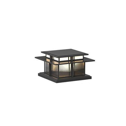 Post Light with Tiered Square Roof and Textured Panel Options