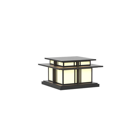 Post Light with Tiered Square Roof and Textured Panel Options