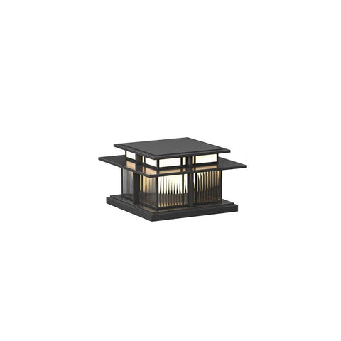 Post Light with Tiered Square Roof and Textured Panel Options