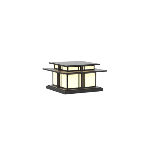 Post Light with Tiered Square Roof and Textured Panel Options