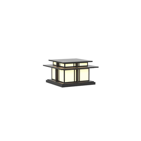 Post Light with Tiered Square Roof and Textured Panel Options