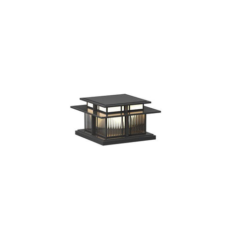 Post Light with Tiered Square Roof and Textured Panel Options