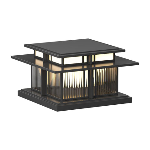 Post Light with Tiered Square Roof and Textured Panel Options