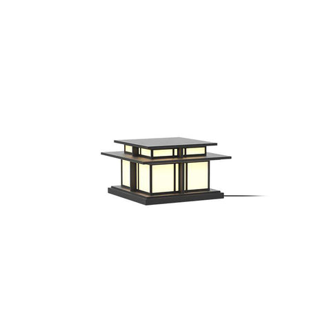 Post Light with Tiered Square Roof and Textured Panel Options